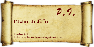 Plohn Irén névjegykártya